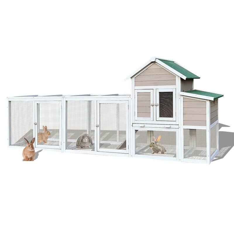 Alvana 122" Wooden Chicken Coops with Locking Nesting Boxes