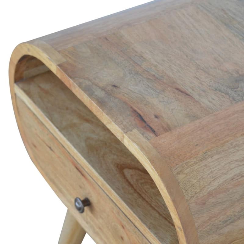 Artisan Furniture Solid Wood Circular Open Slot Nightstand,1 Drawer with 1 Shelf