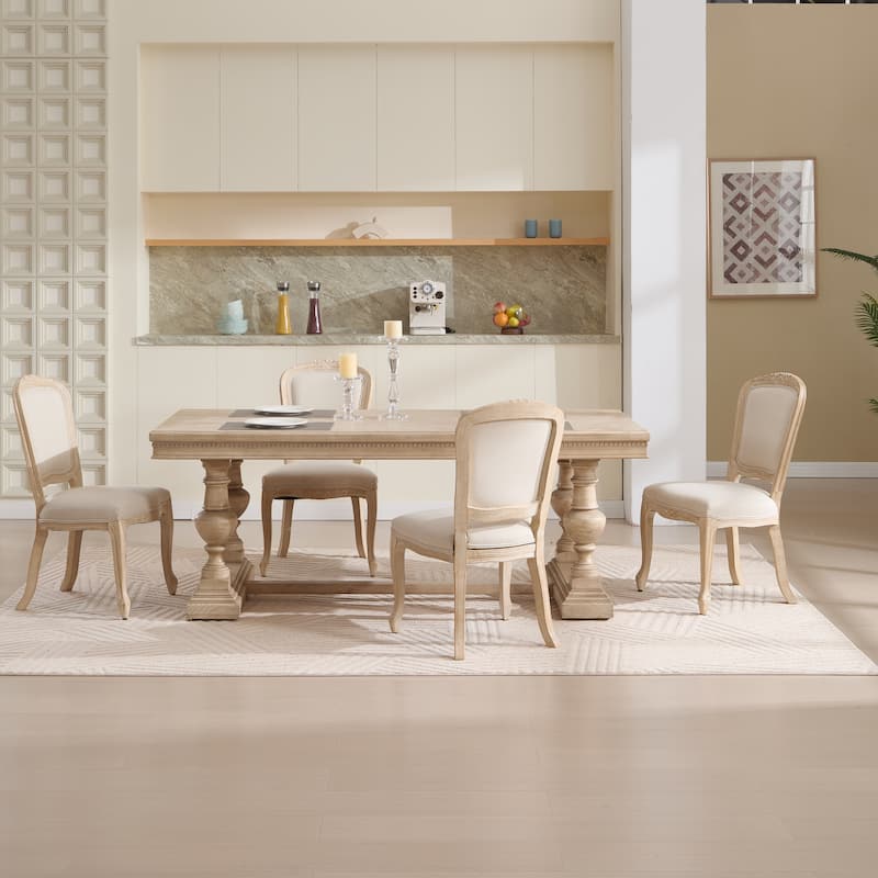 Dining Chairs Set of 2,Upholstered Chairs with Fan-shaped Back,Wire Drawing and Carving Techniques,Disassemblable