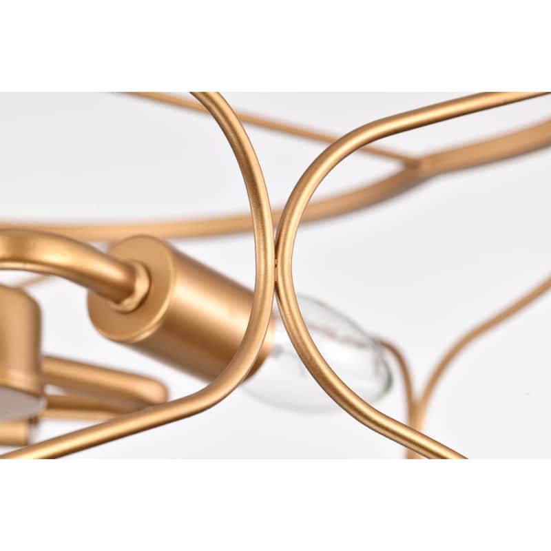 15" Whispire Matte Gold 15-inch Ceiling Pendant Light with Caged Drum