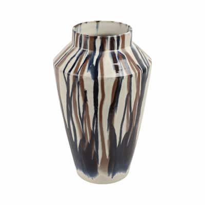 Terracotta Vase Abstract Pattern Design Handcrafted Look Glaze Decor