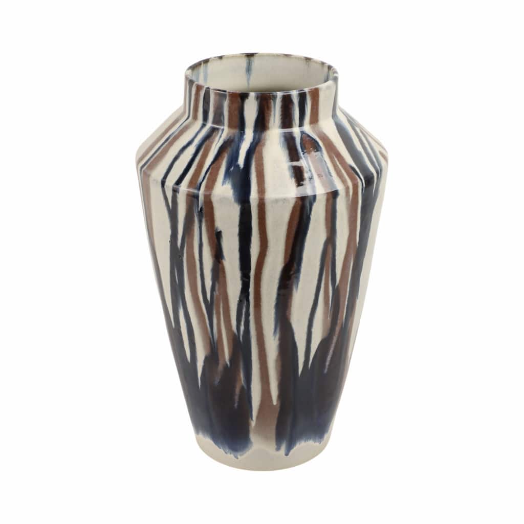 Terracotta Vase Abstract Pattern Design Handcrafted Look Glaze Decor