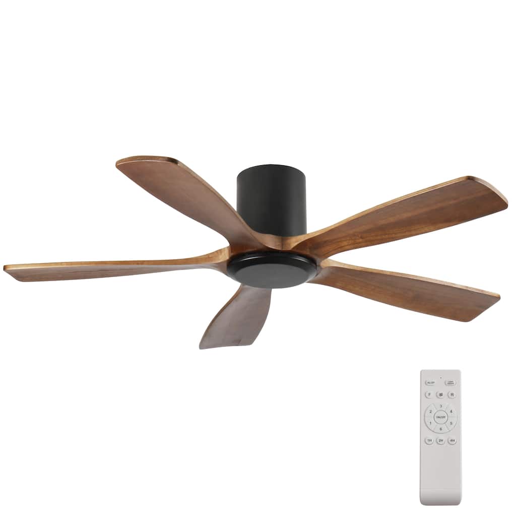 60-Inch Ceiling Fan Without Light, Solid Wood Blades, Ultra-Quiet DC Motor, Remote Control with 6 Speeds Reversible Function