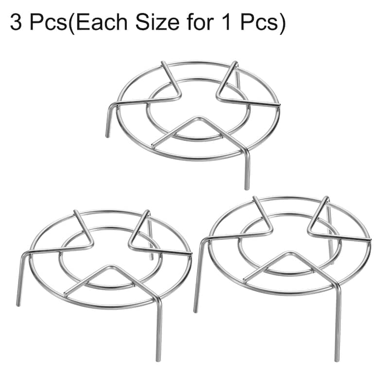 3pcs Steam Rack 5.1" Dia Metal Trivets for Cooker Silver (1.2"/2"/2.8" Tall)