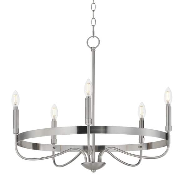 slide 2 of 10, Maxim 14495 Frankie 5 Light 26" Wide Taper Candle Style Chandelier Satin Nickel