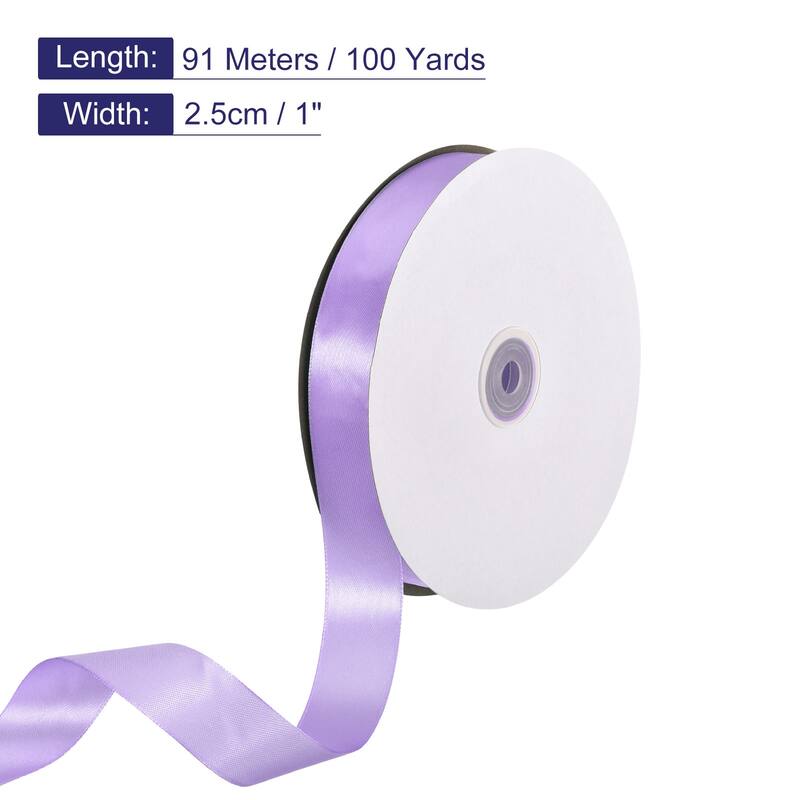 Satin Ribbon, 100 Yards Single Face Polyester Satin Ribbon - Lilac - 1 Inch