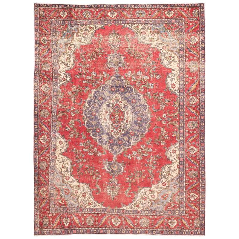 ECARPETGALLERY Hand-knotted Antalya Vintage Red Wool Rug - 9'5 x 12'10