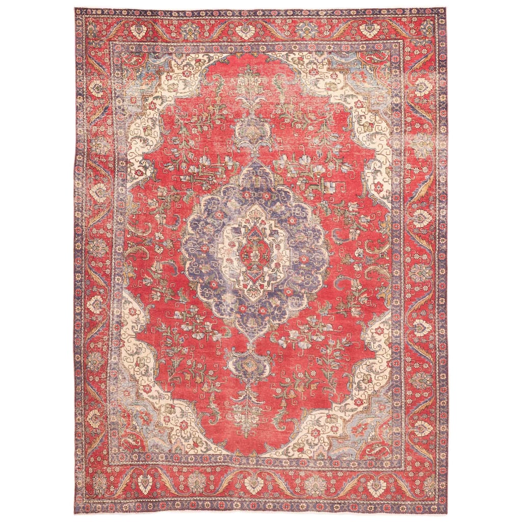 ECARPETGALLERY Hand-knotted Antalya Vintage Red Wool Rug - 9'5 x 12'10