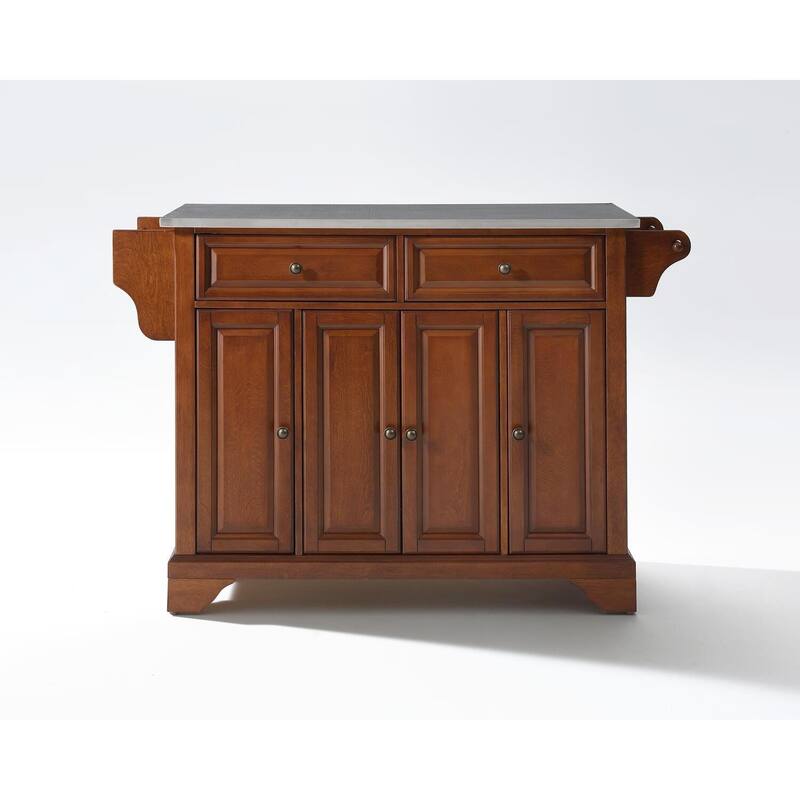 Kitchen Island Cart Stainless Steel Top - Portable Kitchen Storage Island with Drawers & Shelves