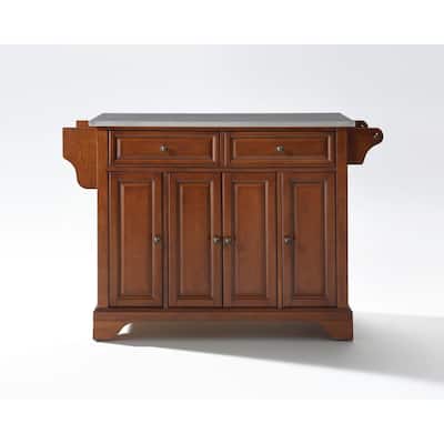 Kitchen Island Cart Stainless Steel Top - Portable Kitchen Storage Island with Drawers & Shelves
