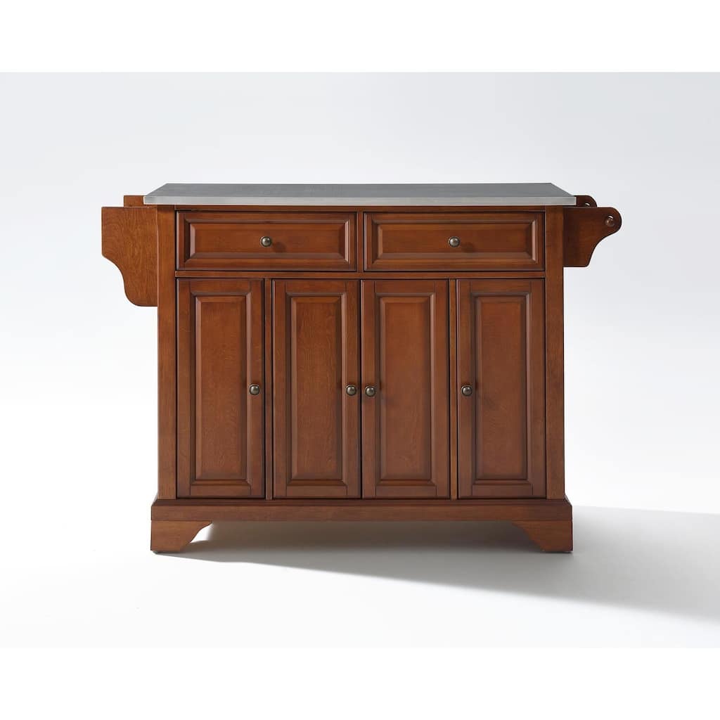 Kitchen Island Cart Stainless Steel Top - Portable Kitchen Storage Island with Drawers & Shelves
