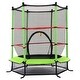 preview thumbnail 1 of 9, Green 55" Round Exercise Jumping Trampoline w/ Safety Pad - 55" x 64" (D x H)