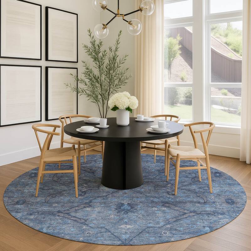 Machine Washable Indoor/ Outdoor Boho Global Chantille Rug