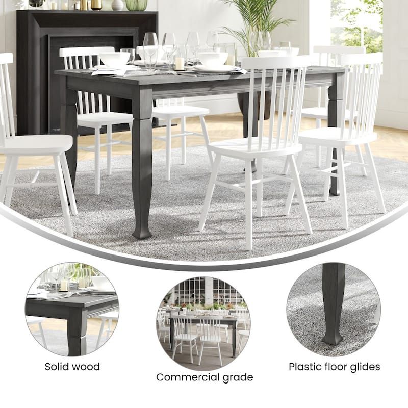 Solid Wood Commercial Grade Dining Table with Turned Legs