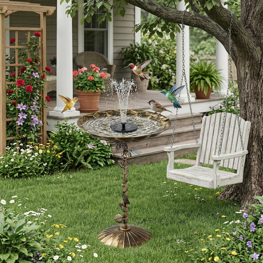 Javlergo Solar Bird Bath Fountain with Monocrystalline Solar Panel & Pump Outdoor Solar Water Fountain for Garden Patio