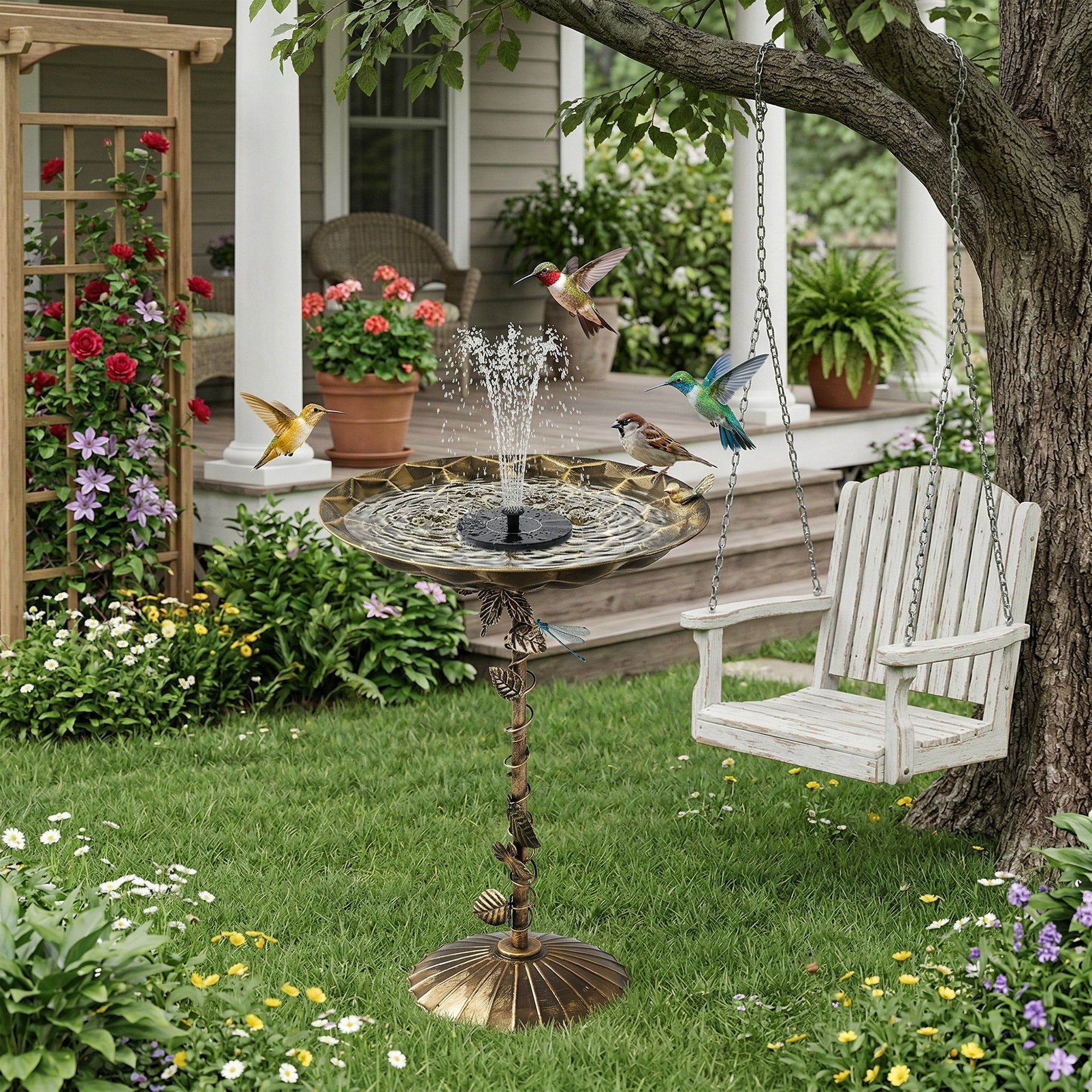 Javlergo Solar Bird Bath Fountain with Monocrystalline Solar Panel & Pump Outdoor Solar Water Fountain for Garden Patio