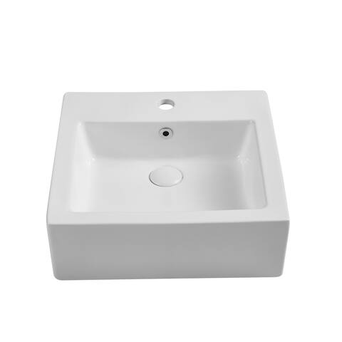White Wall-Mount Bathroom Sink - 18.5*18.5*4.25INCH - 18.5*18.5*4.25INCH