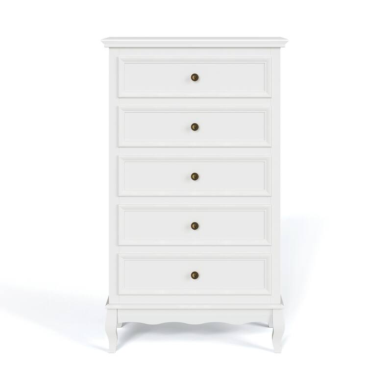 Modern 5-Drawer Dresser with Solid Wood Legs