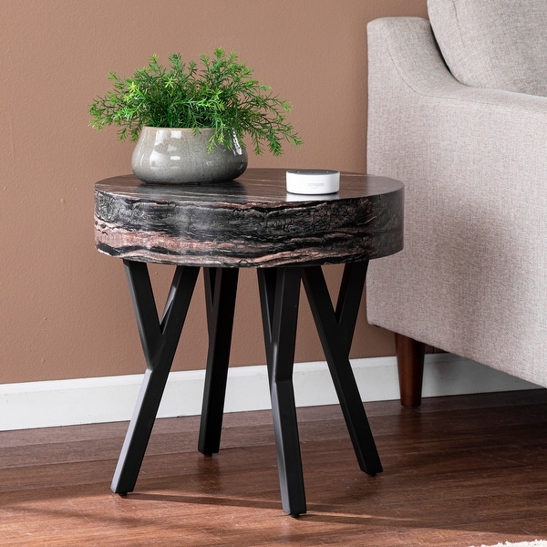 Strick & Bolton Tabard Contemporary Black Faux Stone End Table. Opens flyout.