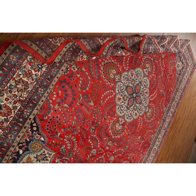 Vintage Vegetable Dye Lilian Persian Area Rug Hand-knotted Wool Carpet - 10'2" x 11'9"