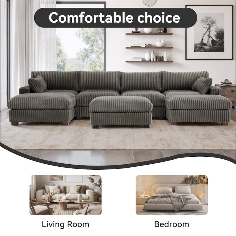 6-Piece 118.4"W Plush Oversized Modular Sectional Sofa Set