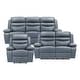 preview thumbnail 35 of 46, Fremont & Park Peperomia 3-Piece Leather Match Power Reclining Sofa Set Blue