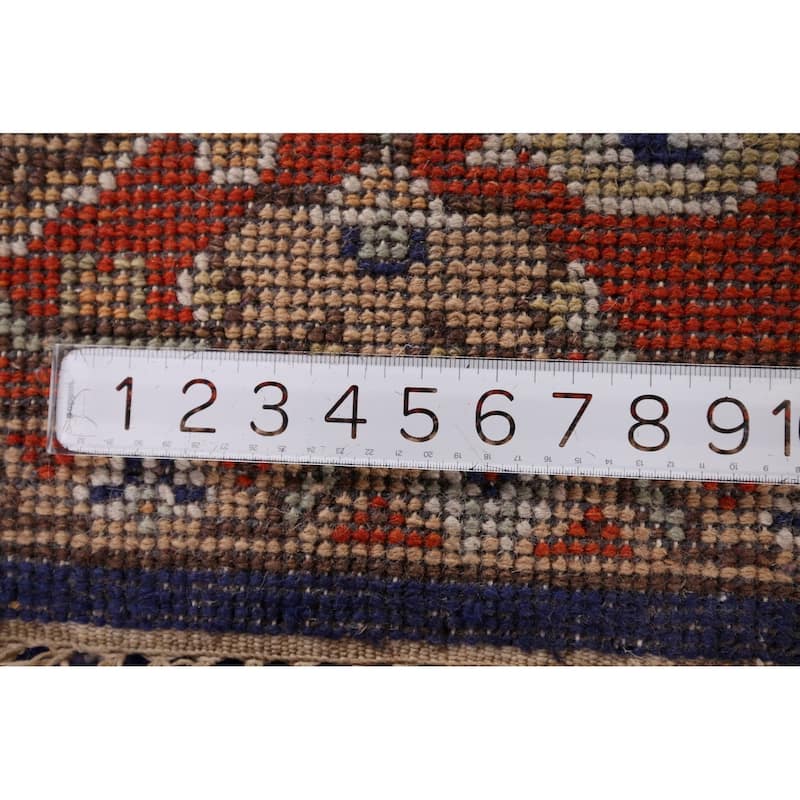 Heriz Serapi Indian Area Rug Hand-Knotted Blue Oriental Wool Carpet - 8'10" x 11'9"