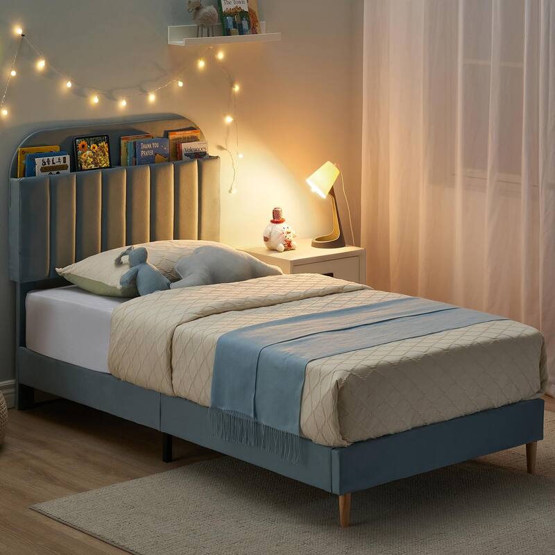 Twin/Twin XL/Full Size Bed Frame with Bookcase Headboard