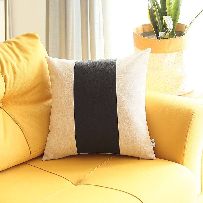 Black and Yellow Centered Strap Throw Pillow