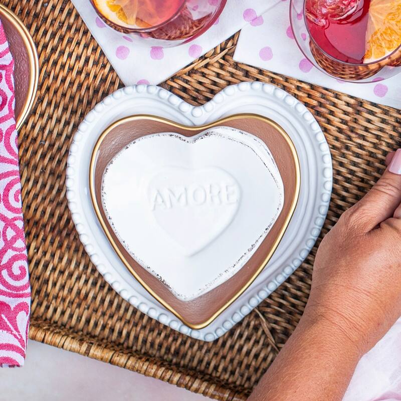 Baroque Glass Pink Heart Cocktail Plate