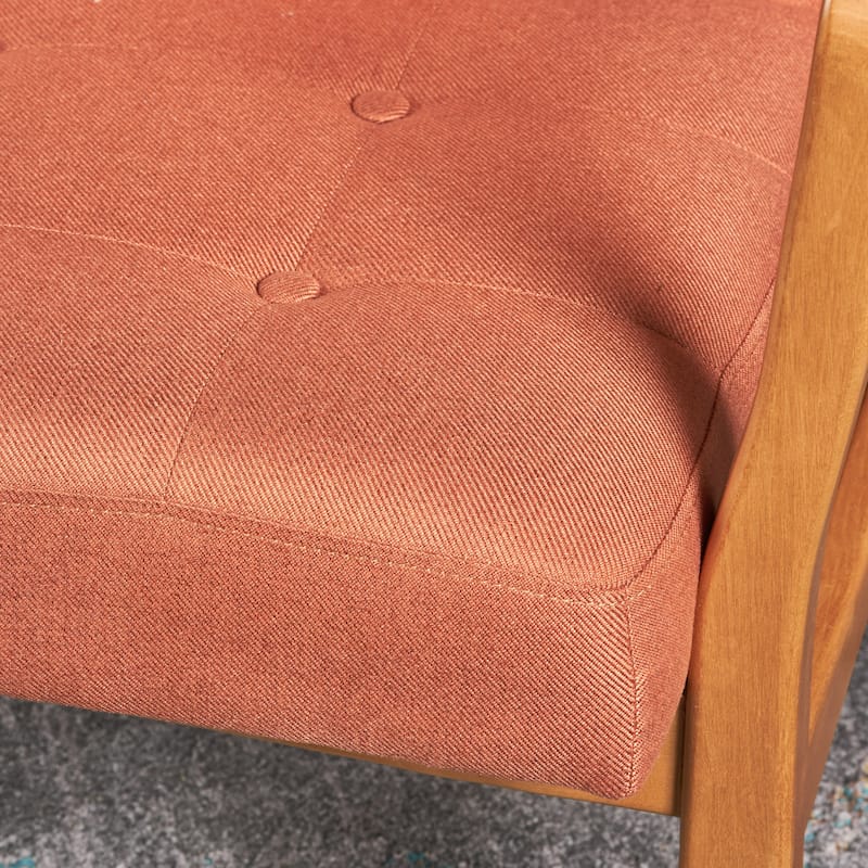 Mid Century Modern Fabric Club Chair with Wood Frame, Grey and Dark Espresso