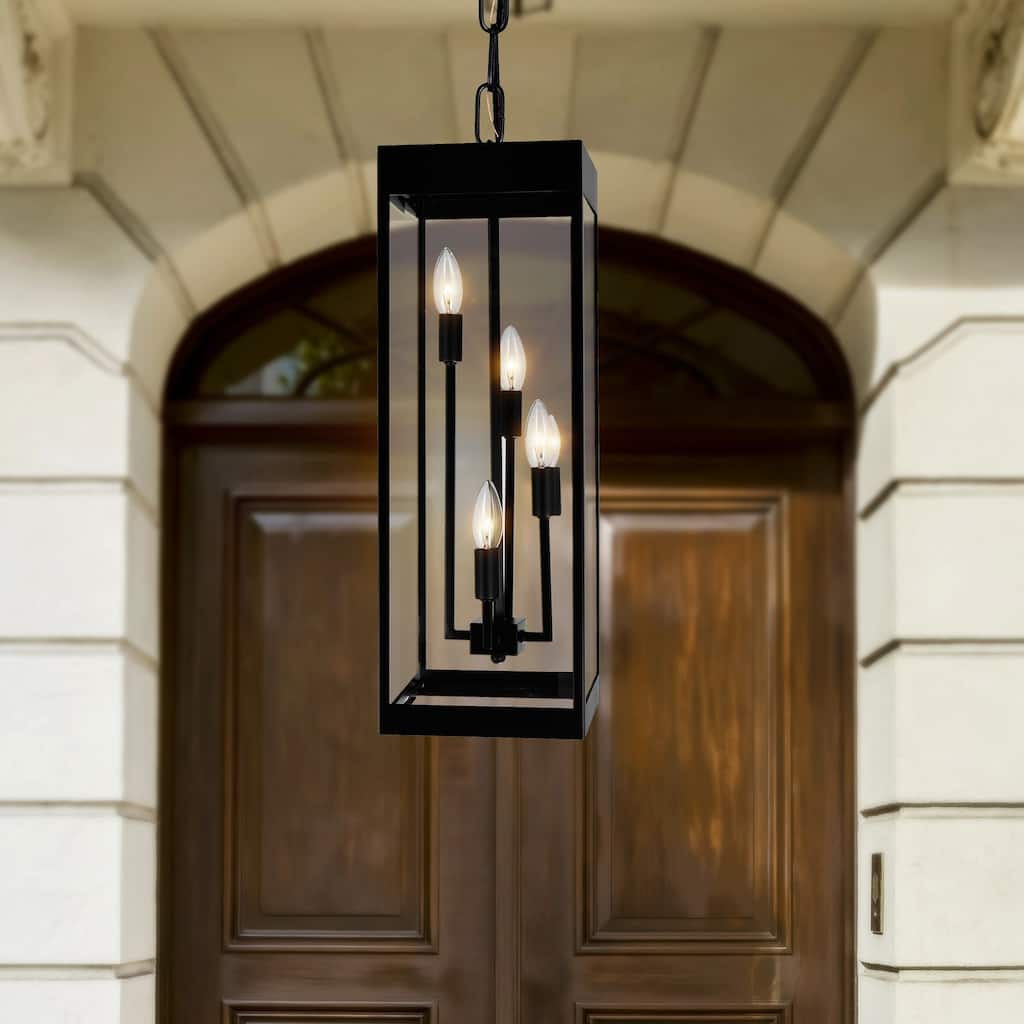 CWI Lighting Windsor 4 Light Black Outdoor Pendant