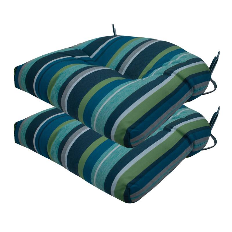 Contoured Tufted Dining Seat Cushion (2-Pack) - Stripe Poolside