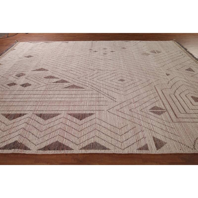 Earth Tone Moroccan Oriental Large Area Rug Handmade Wool Carpet - 9'7"x 13'9"