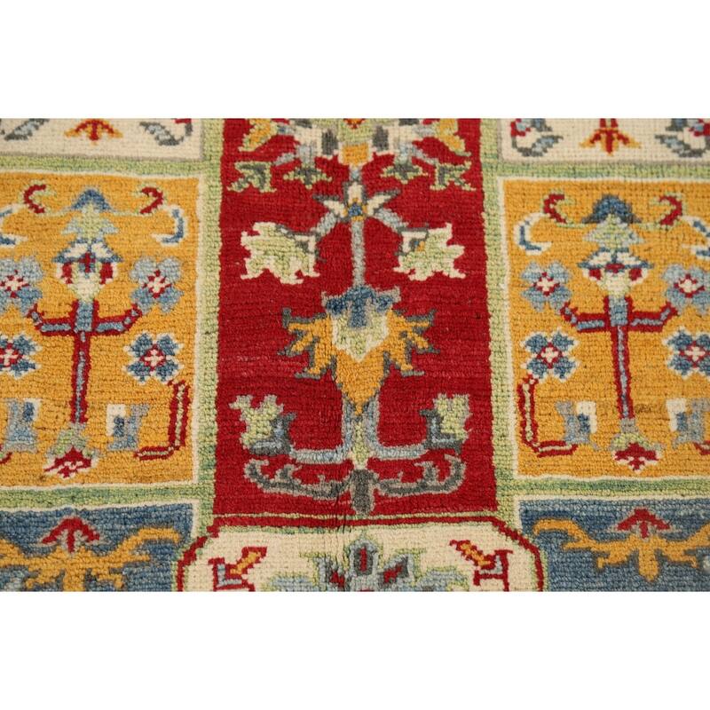 Garden Design Kazak Accent Rug Hand-Knotted Blue Wool Carpet - 4'0" x 5'10"