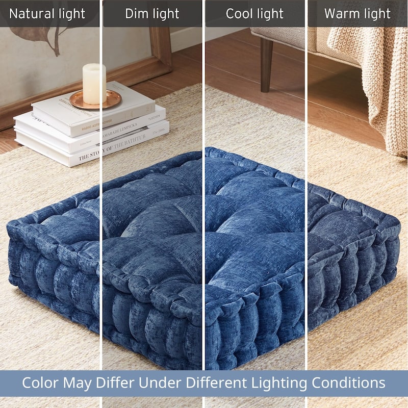 Intelligent Designs Charvi Poly Chenille Square Floor Pillow Cushion
