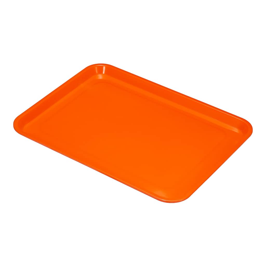 13x10" Fast Food Tray, Plastic Multi-Purpose Rectangle Serving Tray, Orange
