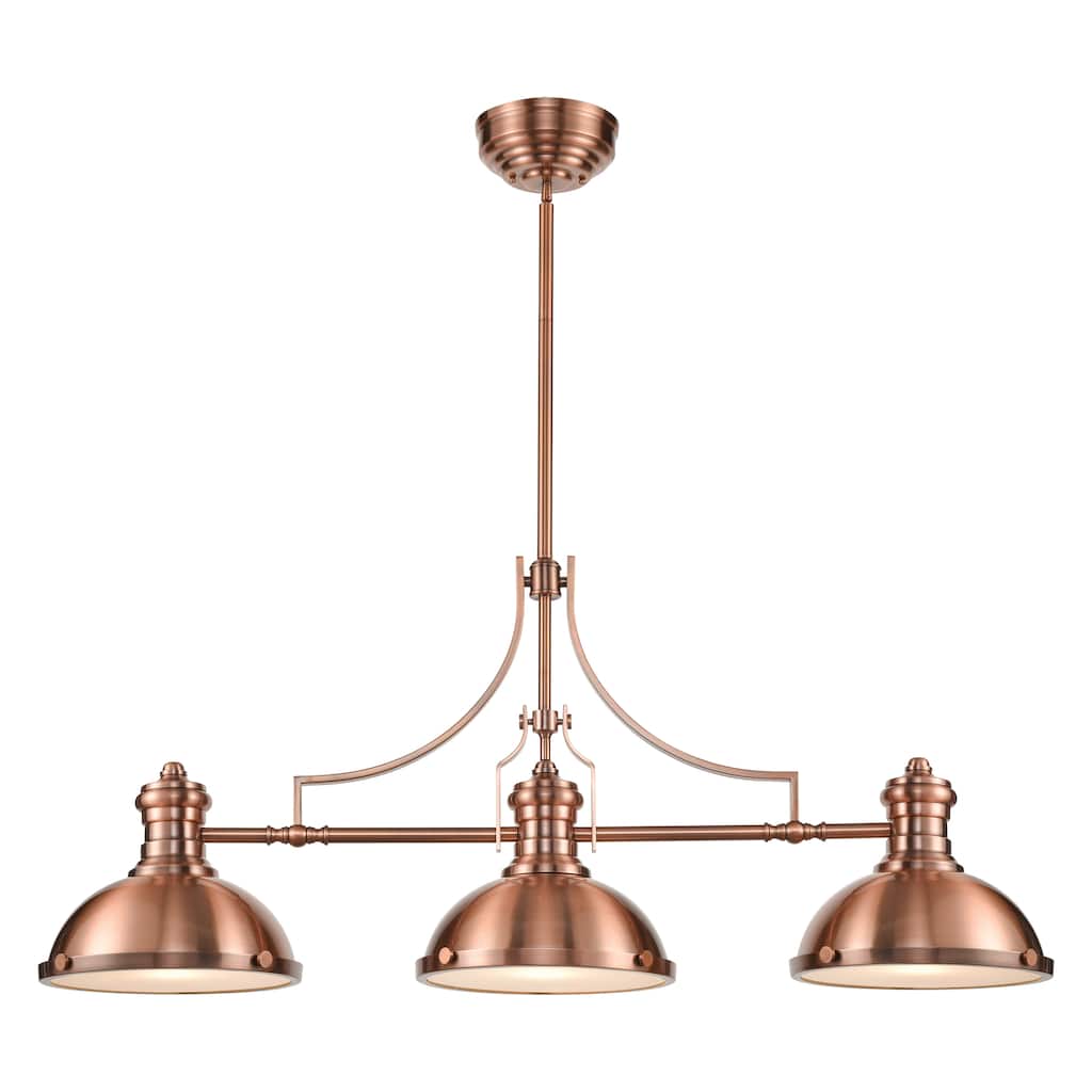 Chadwick 47-inch Wide 3-Light Linear Chandelier in Antique Copper