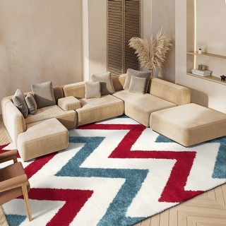 SAFAVIEH Kids Shag Dula Chevron Nursery Playroom 2-inch Thick Rug