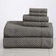 preview thumbnail 65 of 197, Linery & Co. Cotton Diamond Waffle Texture Bath Towels 6 Piece Set W/ Bath Sheets - Dark Gray