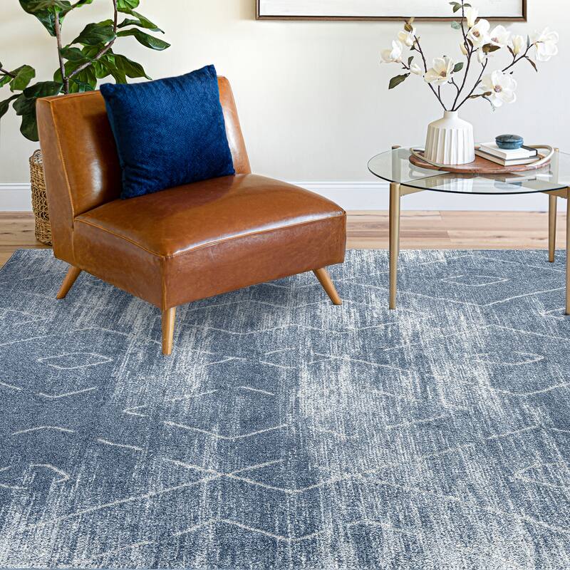 Mayson Mid-Century Modern Diamond Indoor Area Rug - 5'3'' x 7'3'' - Blue/Gray