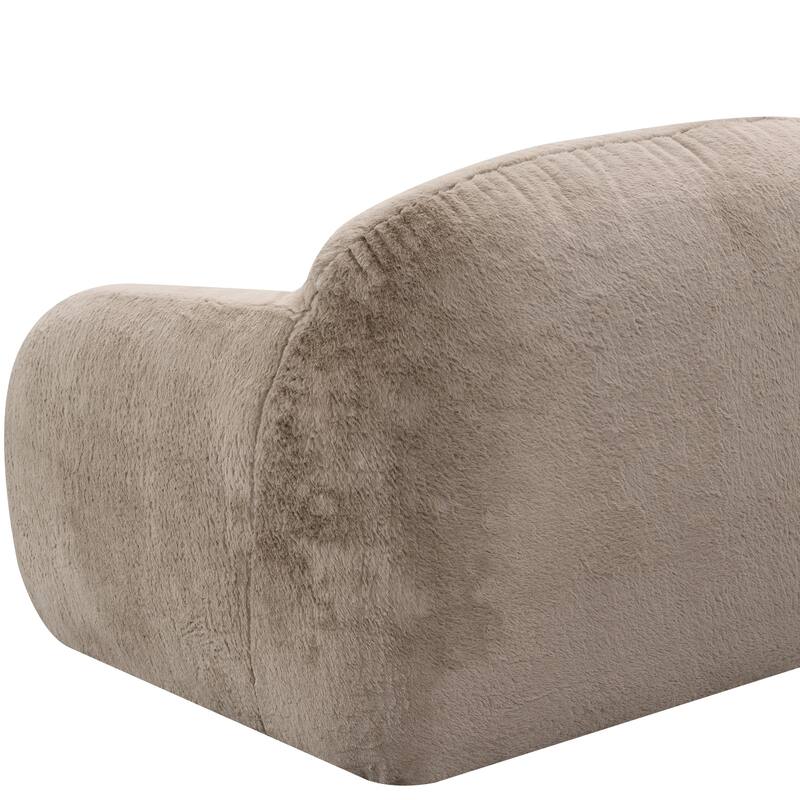 Roundhill Furniture Adell Polar Bear Faux Fur Upholstered Sofa