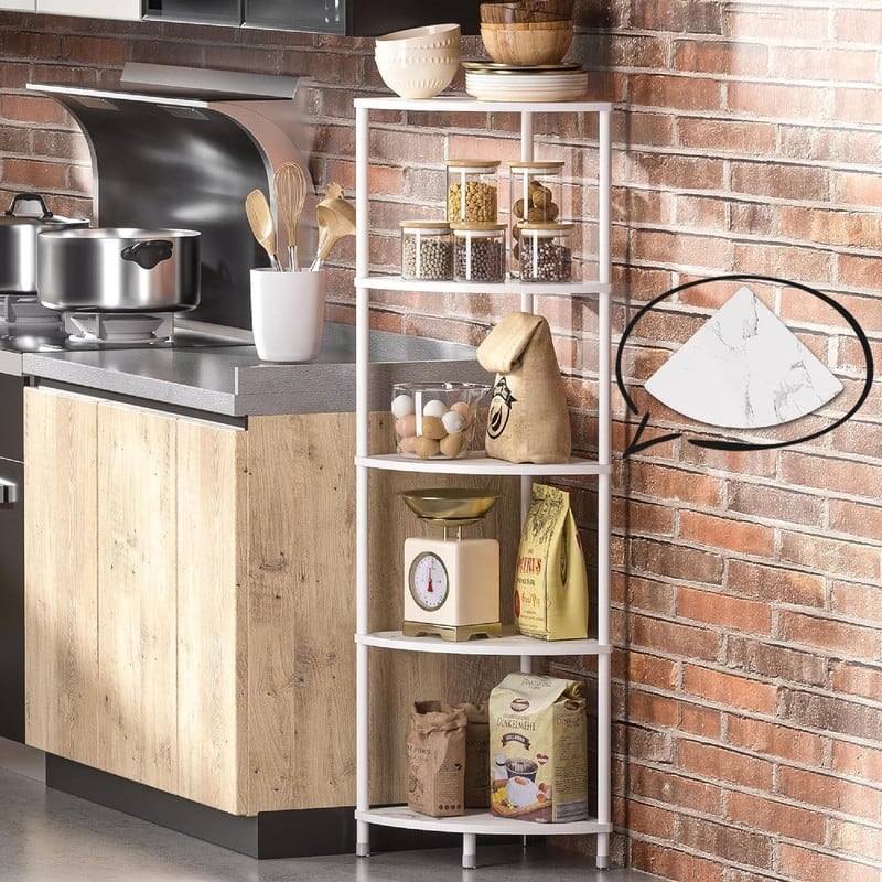 5 Tier Corner Shelf Stand - 11.4"D x 11.4"W x 44.1"H