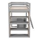 preview thumbnail 7 of 18, Wooden Twin Size Loft Bed Frame with L-shaped Desk, Multi-layer Shelves, Drawers, Oleophobic Board, Ladder, Guardrails