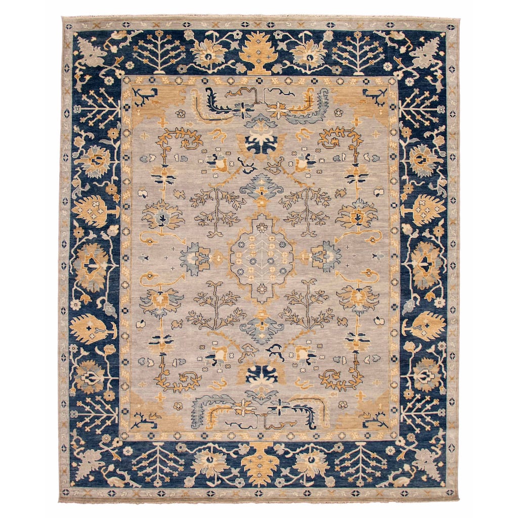 ECARPETGALLERY Hand-knotted Modern Oushak Light Grey Wool Rug - 12' 1" x 14' 9"