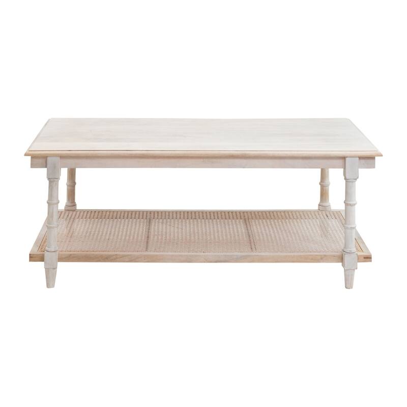 Handcrafted Wooden Rectangular Coffee Table - 42" - White