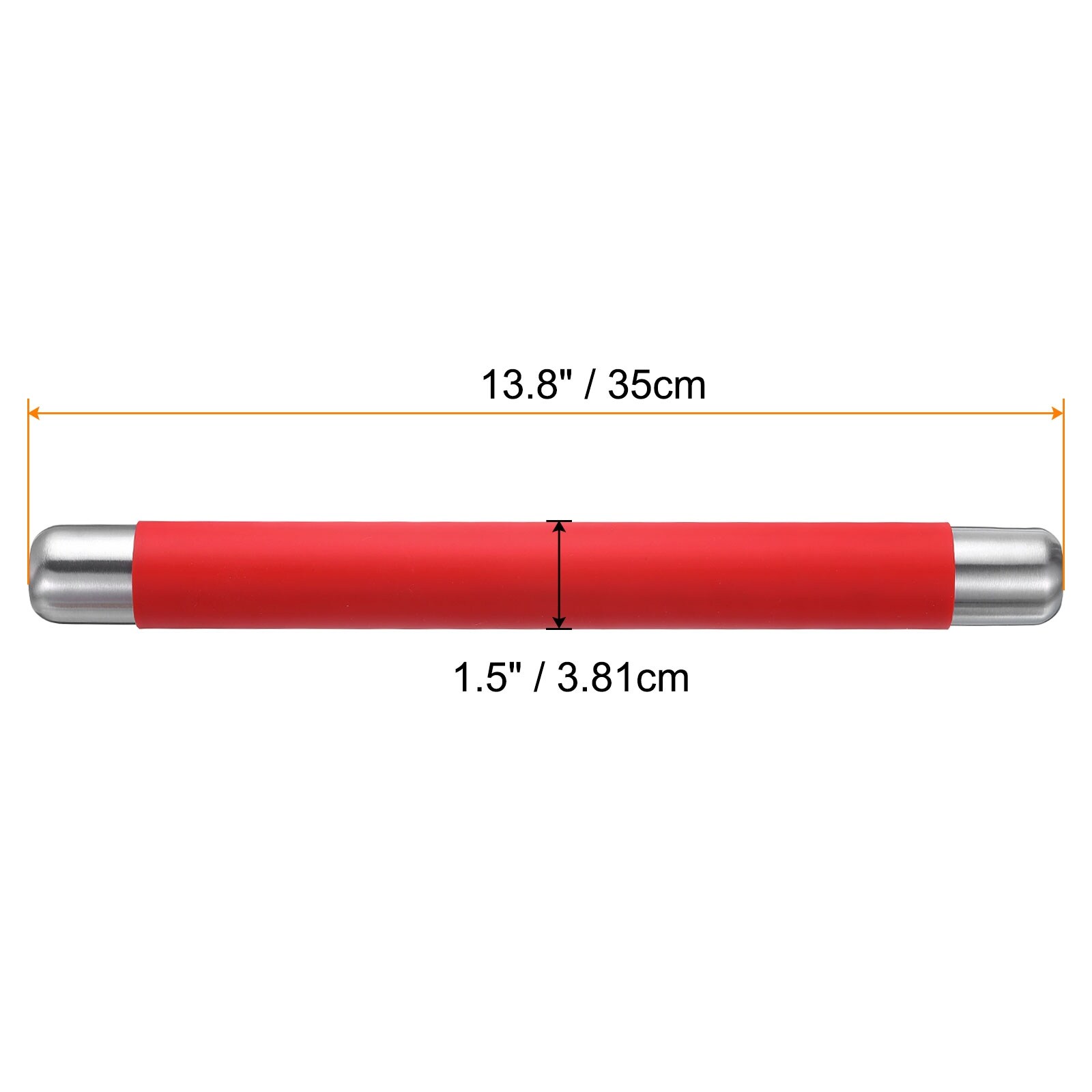 Rolling Pin 13.8" x 1.5" Non-Stick Stainless Steel Covered Silicone