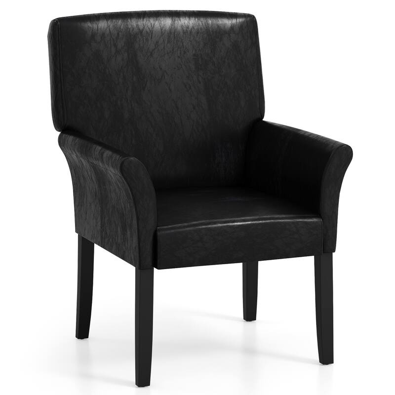 Costway Executive PU Leather Guest Chair Reception Side Arm Chair - See Details - Black