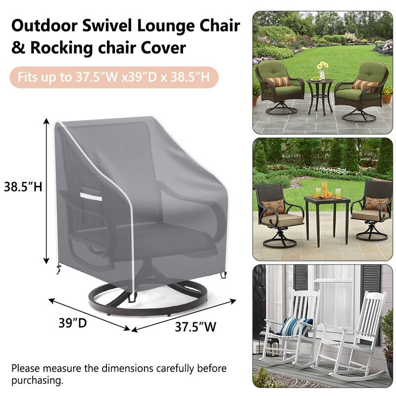 2 Pack Outdoor Swivel Lounge Chair Cover, Waterproof Patio Chair Covers
