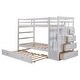 preview thumbnail 4 of 25, Twin Over Twin Wood Bunk Bed for Kids with Trundle and Staircase(4 Storage Drawers)